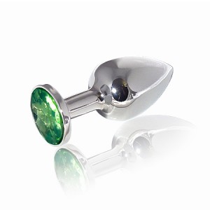 Анальная пробка Butt Plug Silver Small Green 