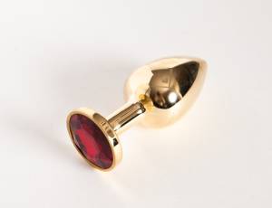 Анальная пробка Butt Plug Gold Medium Red 