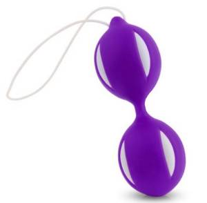 Фиолетовые вагинальные шарики с белыми вставками 